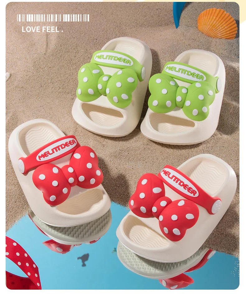 Children's Soft Sole Bow Charm Slippers - itzy bitsy