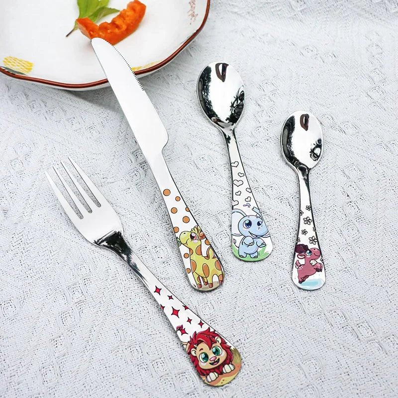Children's Stainless Steel Cute Animal Cutlery Set - 4pcs - itzy bitsy