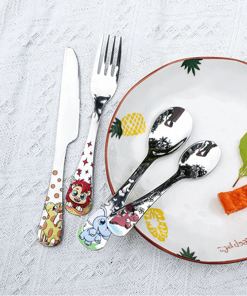 Children's Stainless Steel Cute Animal Cutlery Set - 4pcs - itzy bitsy