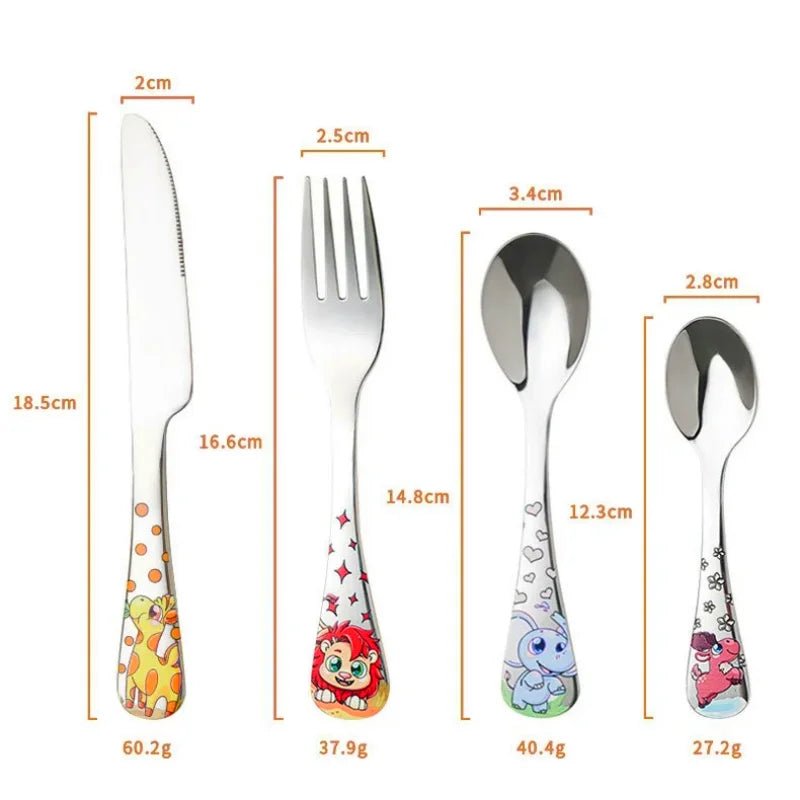 Children's Stainless Steel Cute Animal Cutlery Set - 4pcs - itzy bitsy