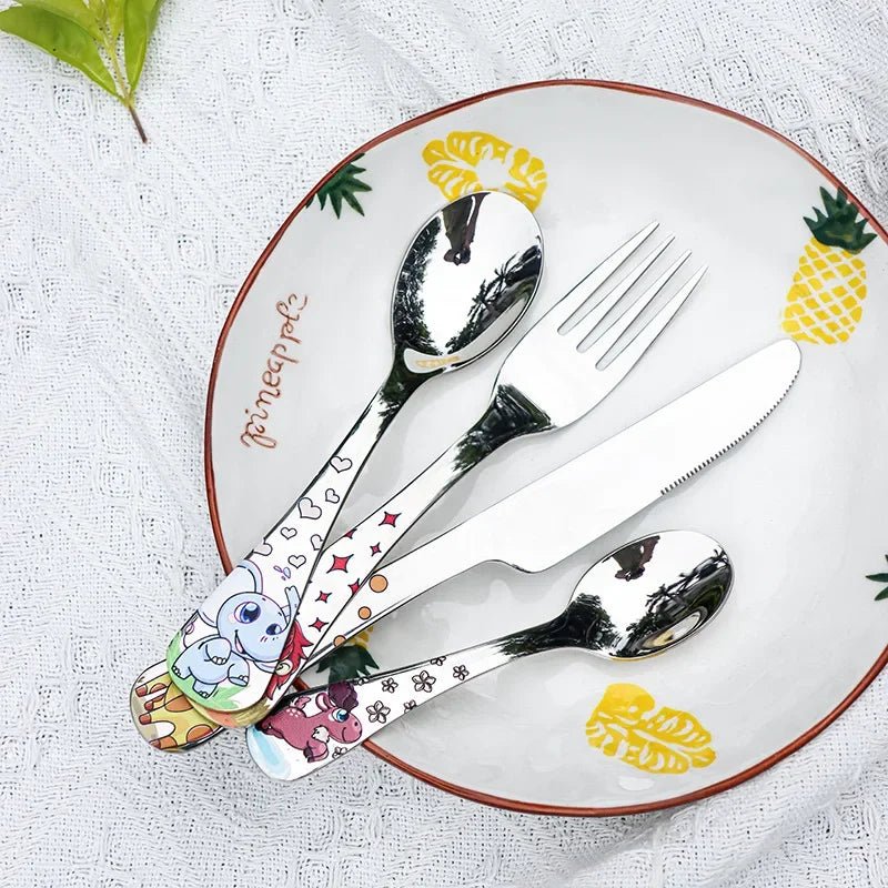 Children's Stainless Steel Cute Animal Cutlery Set - 4pcs - itzy bitsy