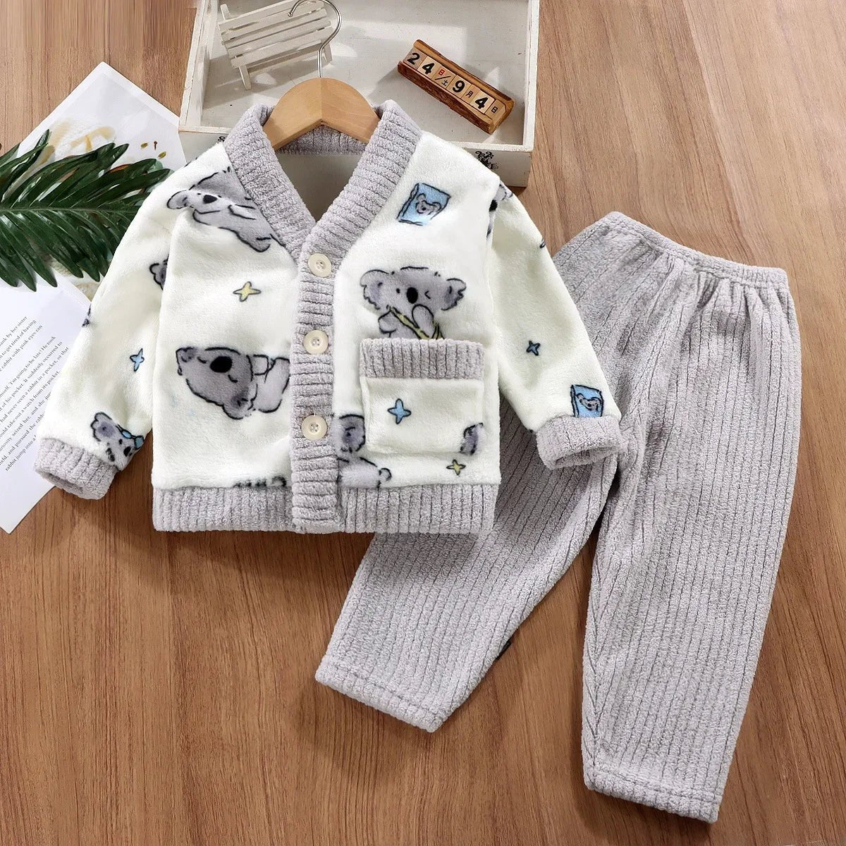 Children's Thicken Warm Flannel Pajama Set - itzy bitsy