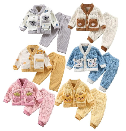 Children's Thicken Warm Flannel Pajama Set - itzy bitsy