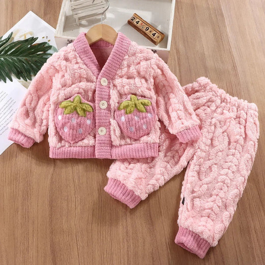 Children's Thicken Warm Flannel Pajama Set - itzy bitsy