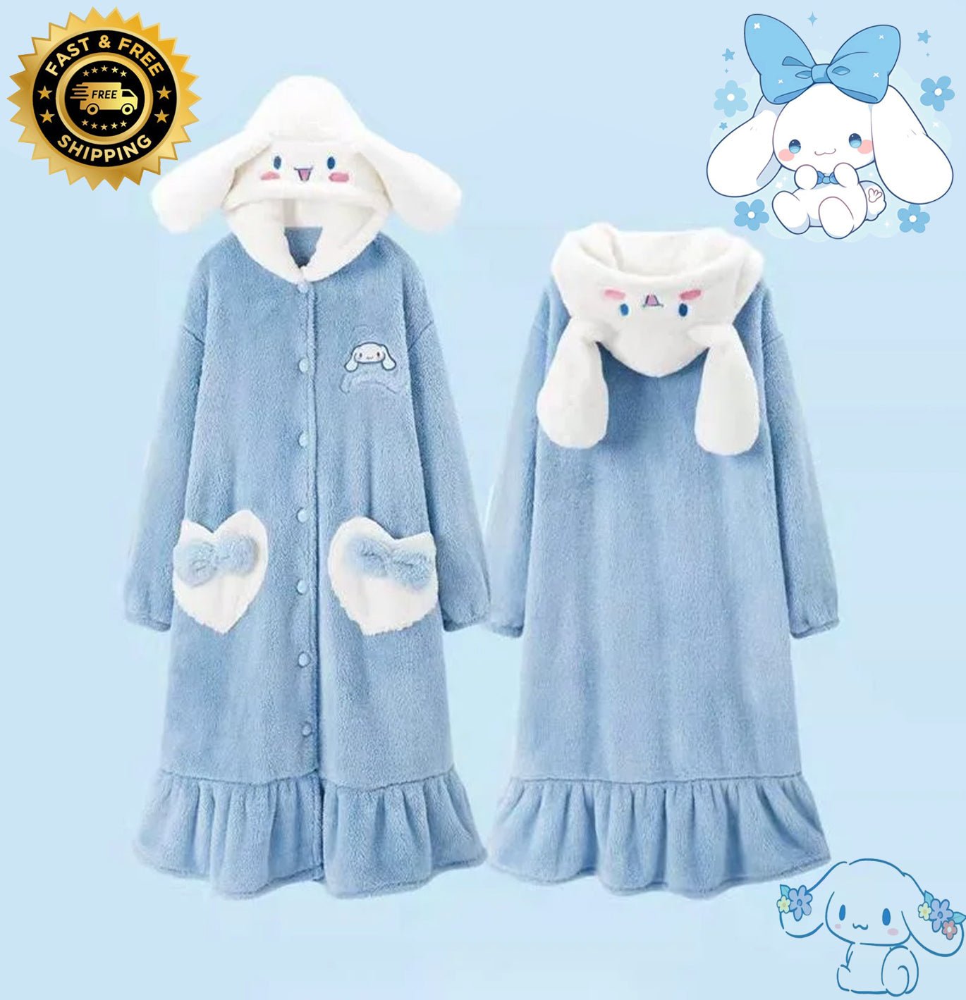 Cinnamoroll Soft & Thick Coral Fleece Robe - itzy bitsy