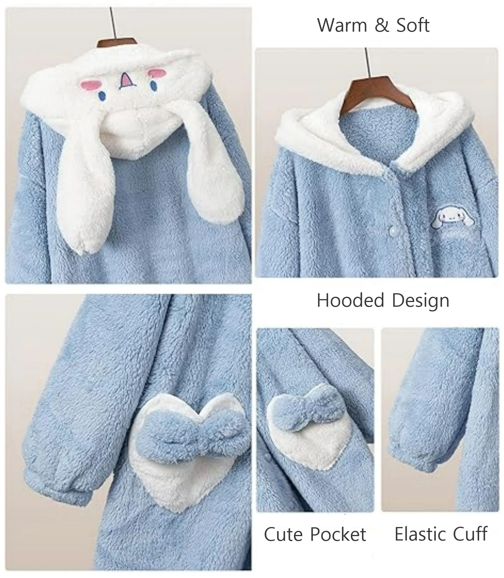 Cinnamoroll Soft & Thick Coral Fleece Robe - itzy bitsy