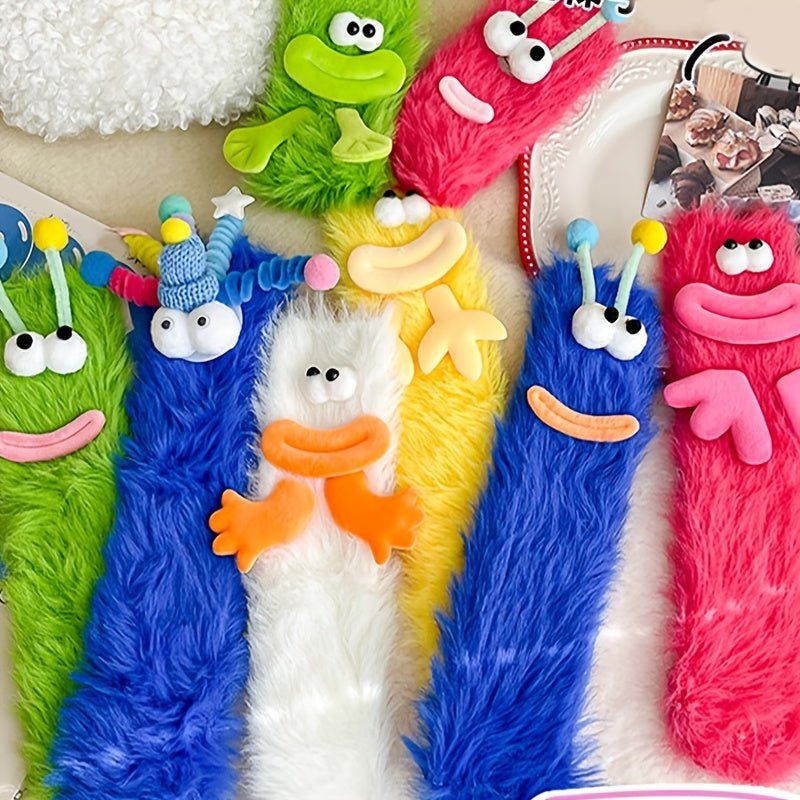 Cozy & Cute 3D Cartoon Expression Plush Fuzzy Socks - itzy bitsy