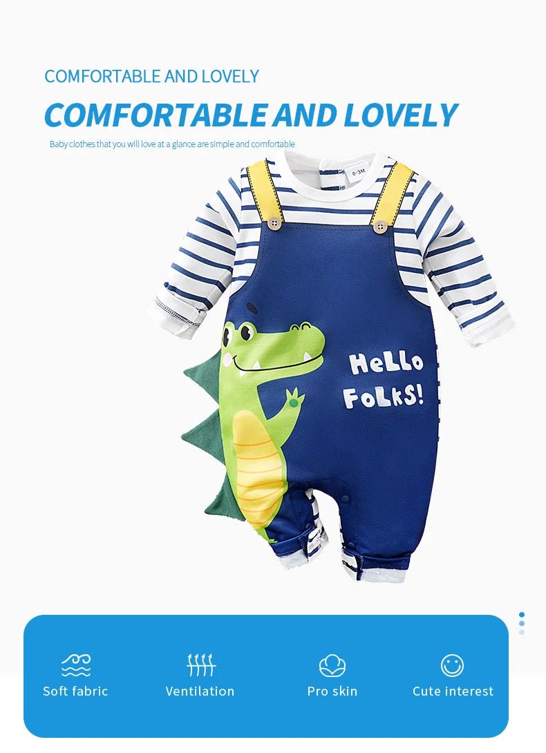 Cute Crocodile Comfortable Round Neck Jumpsuit - itzy bitsy
