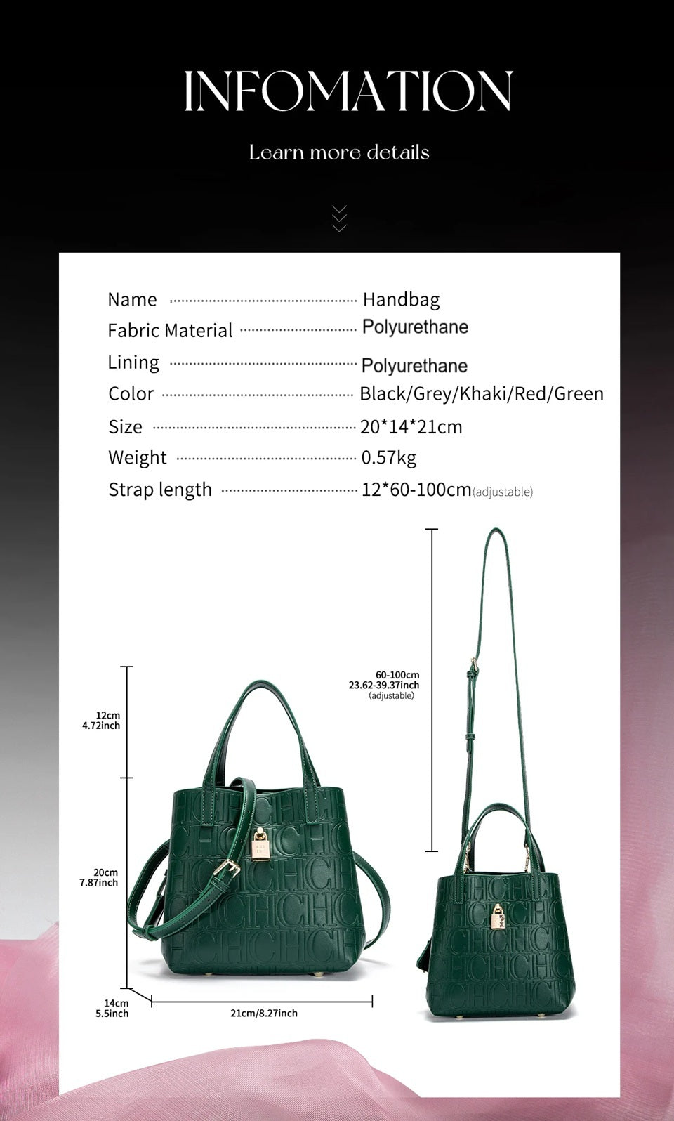 CHCH Women's Matryoshka Locked Hobo Bucket Bag