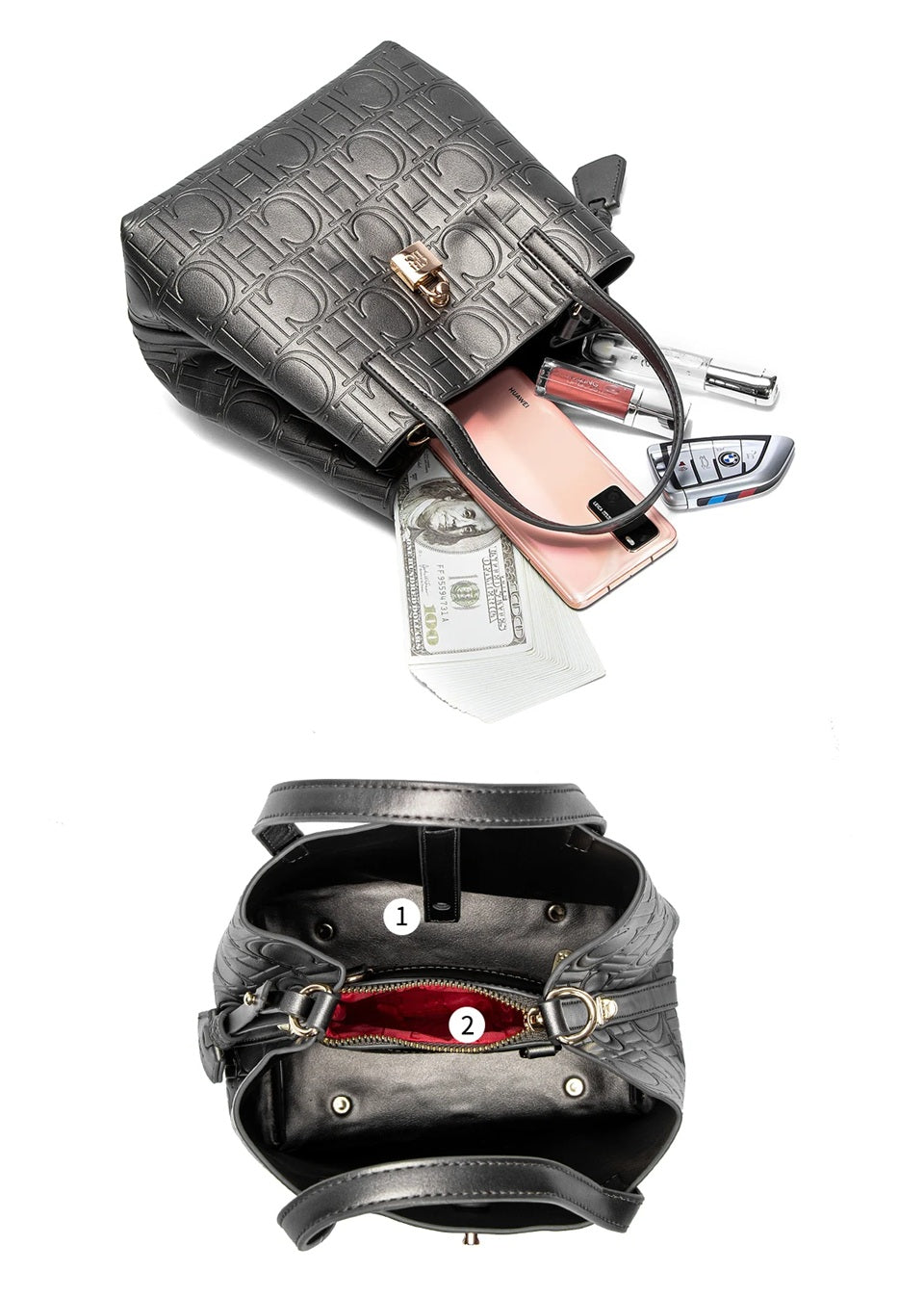 CHCH Women's Matryoshka Locked Hobo Bucket Bag