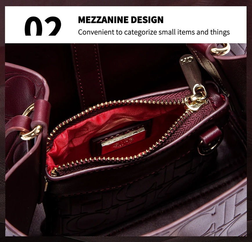 CHCH Women's Matryoshka Locked Hobo Bucket Bag