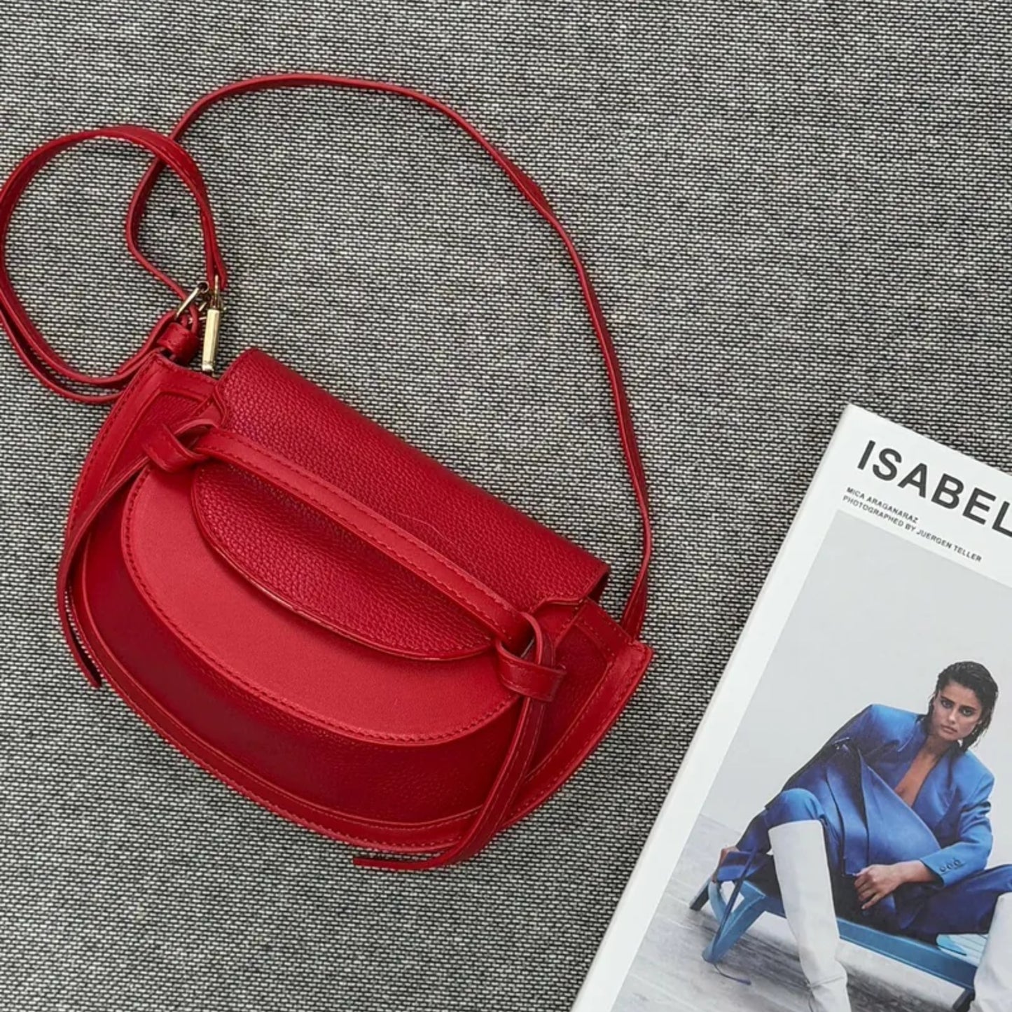 Women's Red Crossbody Saddle Bag