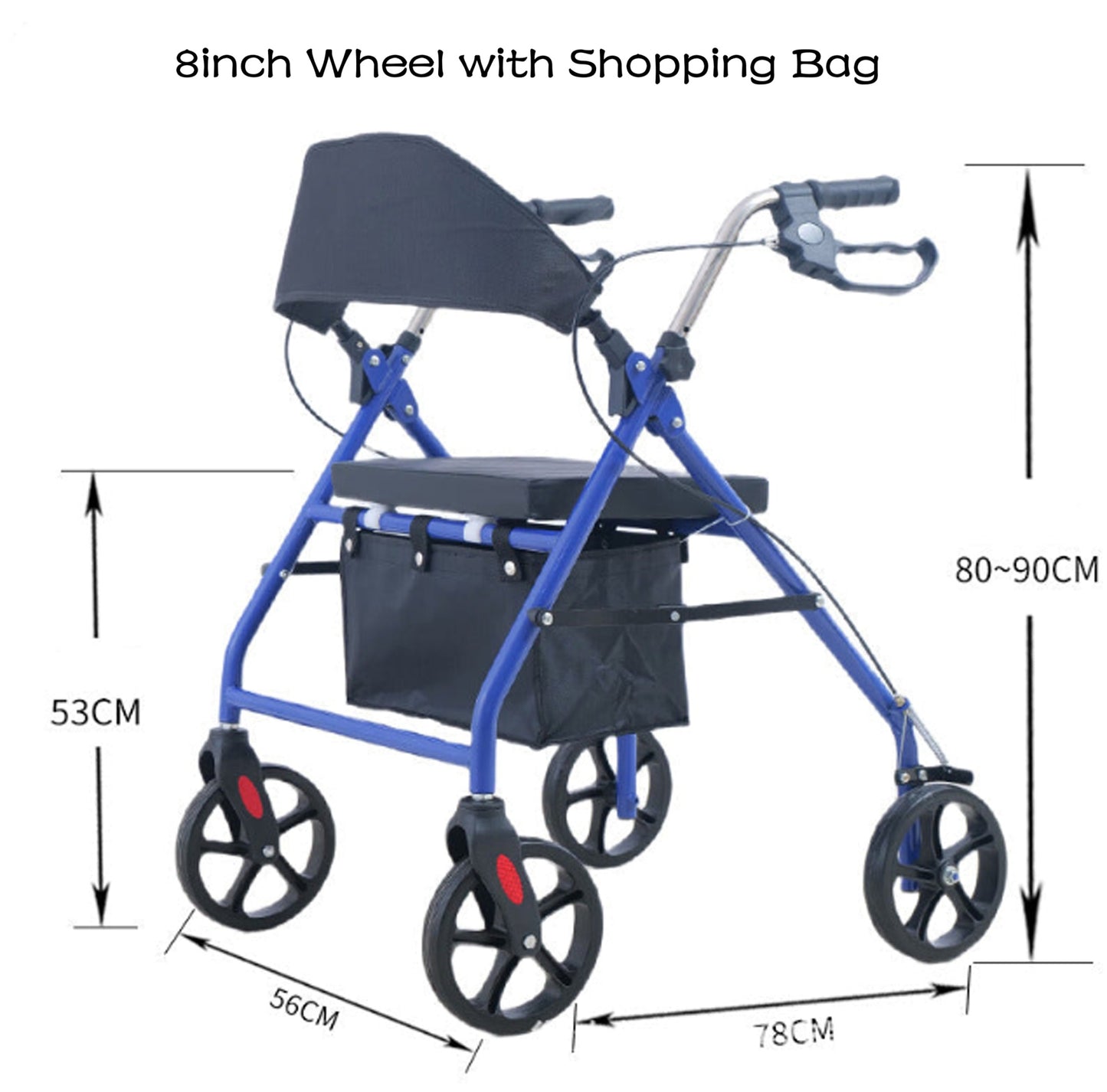 Foldable Elderly Rollator Walker with Seat and Basket - Free Shipping