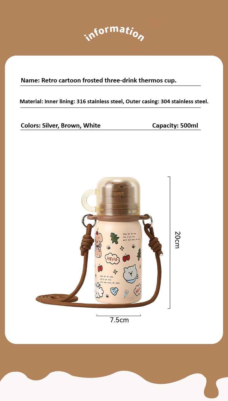 500ml Retro Frosted 316 Stainless Steel Water Bottle