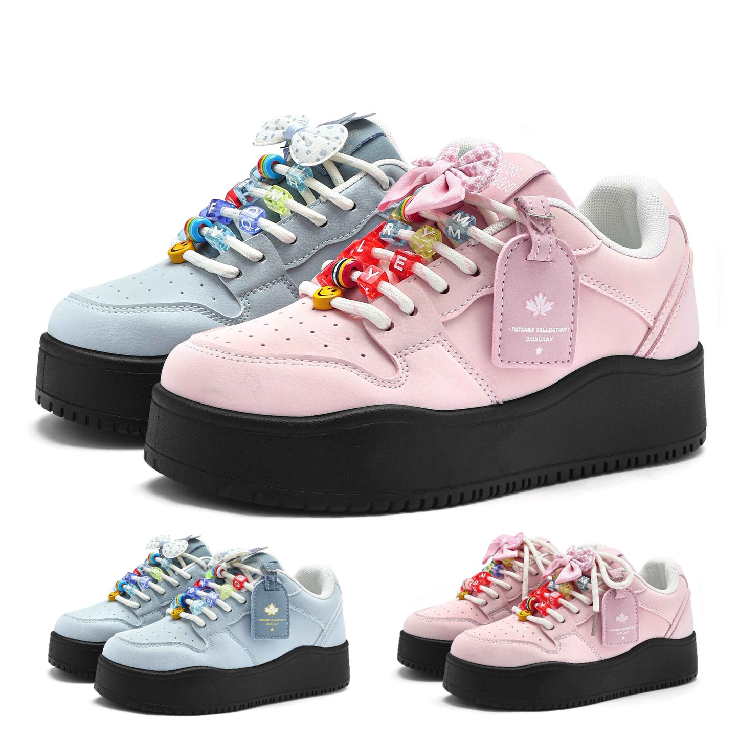 Crayon Shin-Chan Collaboration Mismatched Pastel Platform Sneakers