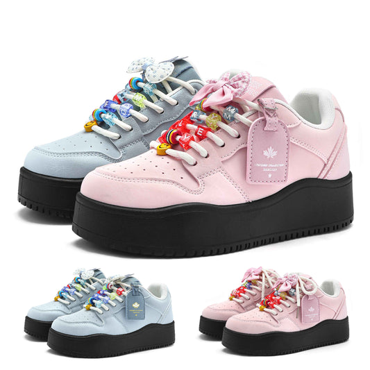 Crayon Shin-Chan Collaboration Mismatched Pastel Platform Sneakers