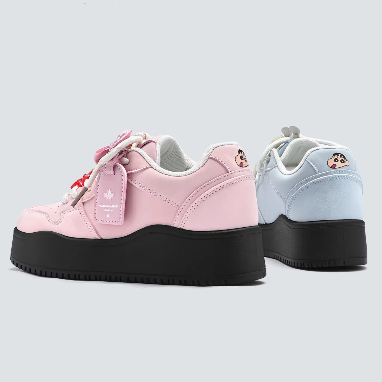 Crayon Shin-Chan Collaboration Mismatched Pastel Platform Sneakers