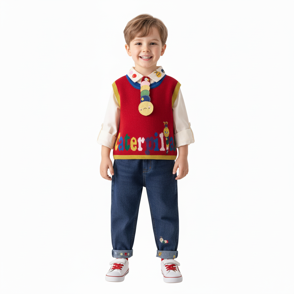 Boy's Multicolor Knit Caterpillar 3Pcs Set