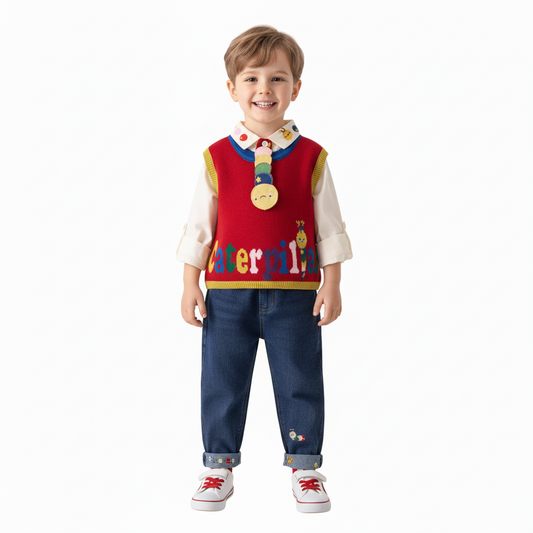 Boy's Multicolor Knit Caterpillar 3Pcs Set