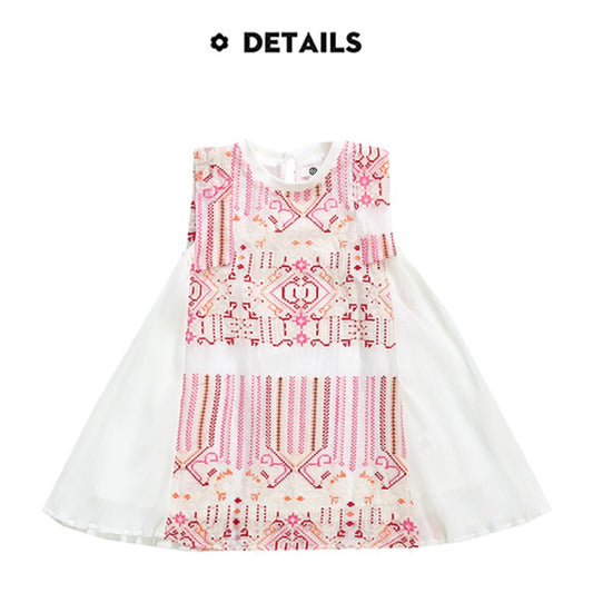 Zylus - Embroidered Little Girl Pleated Sundress