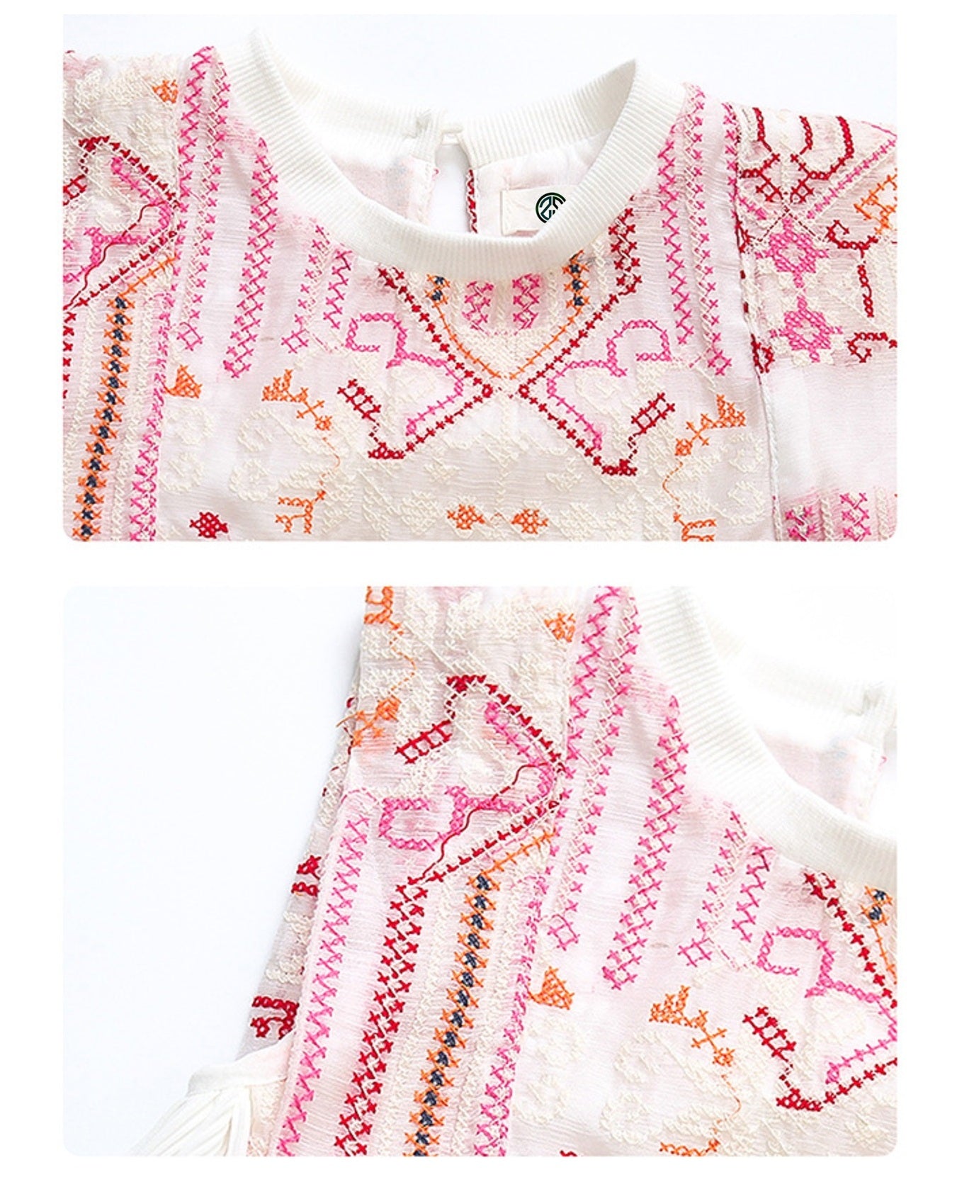 Zylus - Embroidered Little Girl Pleated Sundress