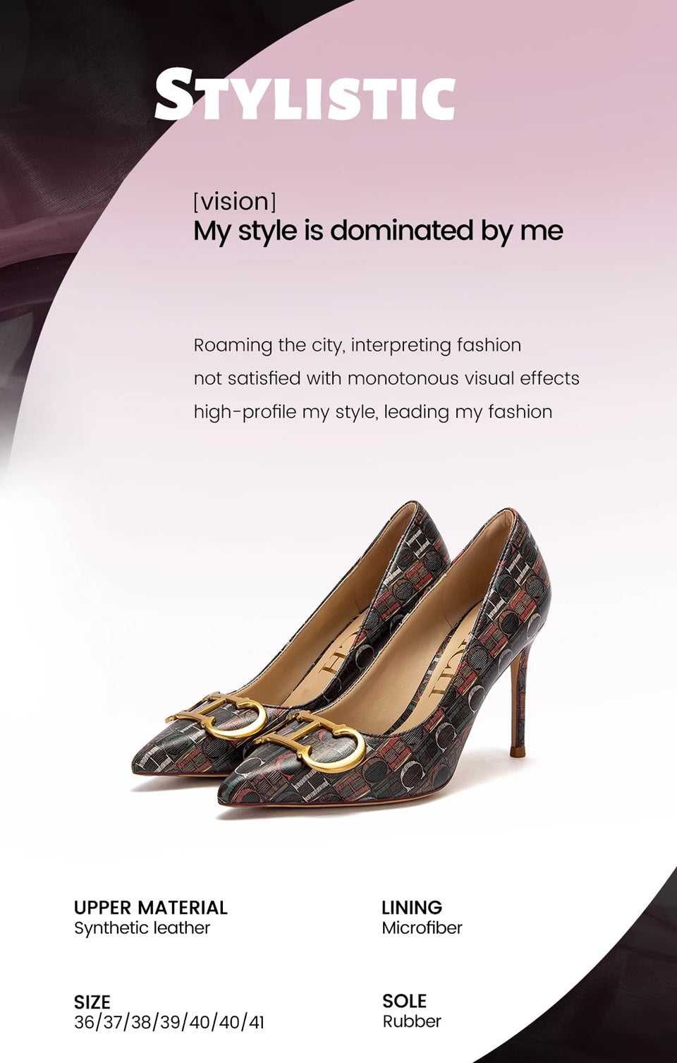 CH Letter Printed Slingback Pumps