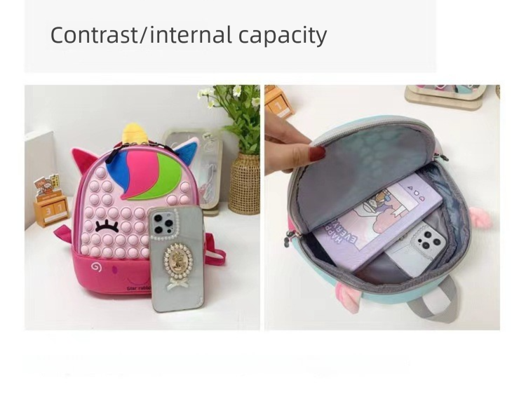 Cute Animal Pop It Fidget Silicone Kids Backpack