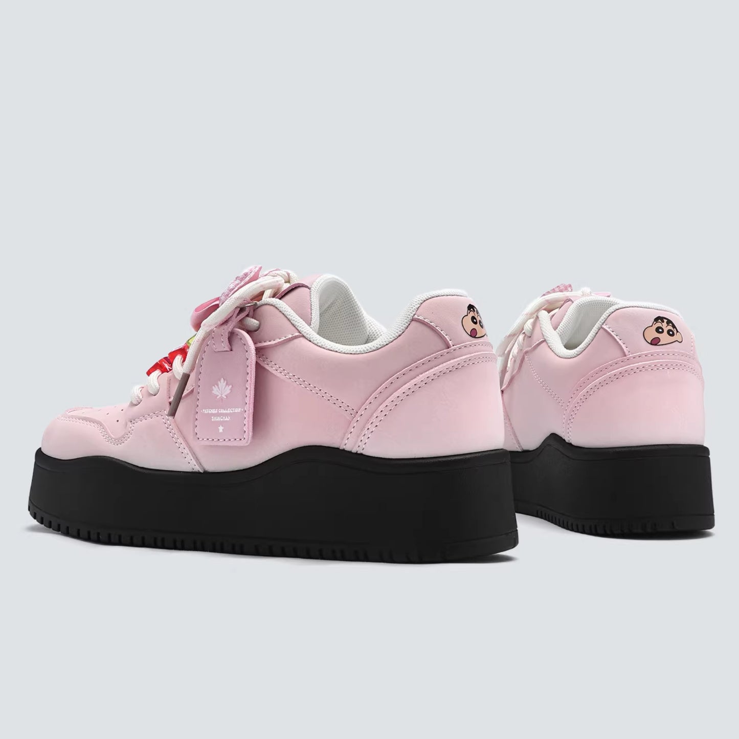 Crayon Shin-Chan Collaboration Mismatched Pastel Platform Sneakers