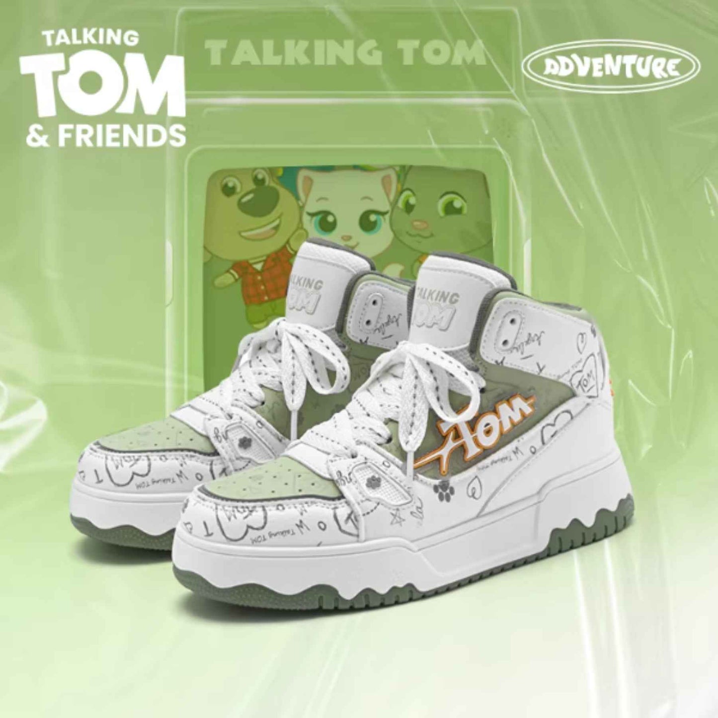 TALKING TOM | Graffiti High-Top Sneakers - Green