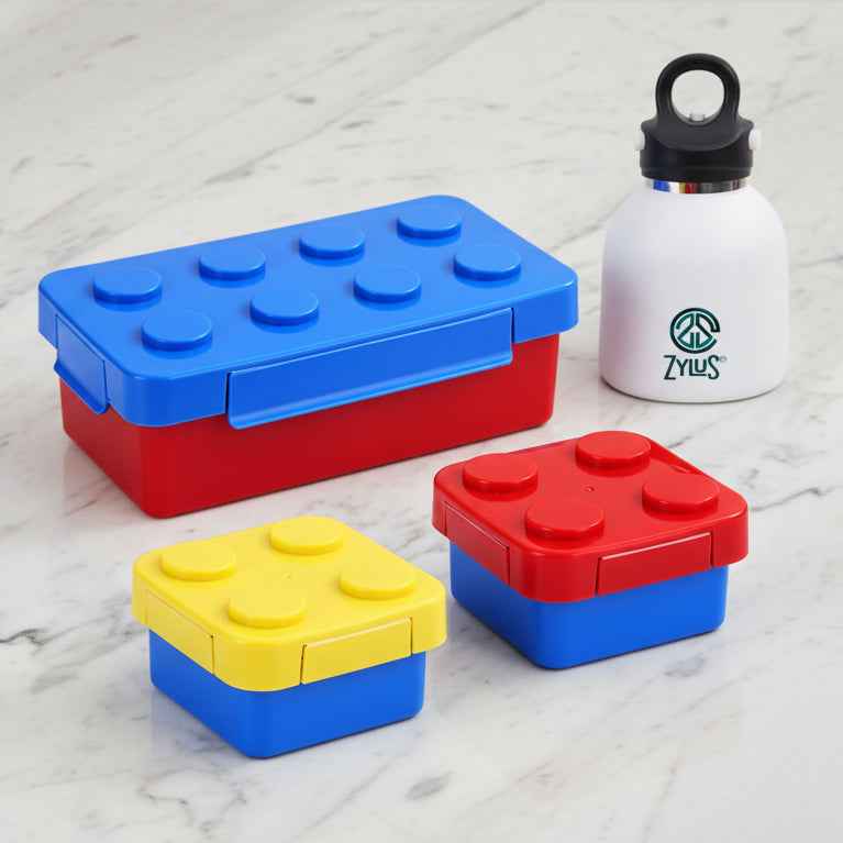 Building Block Lunch Box & Water Bottle 4Pcs Set