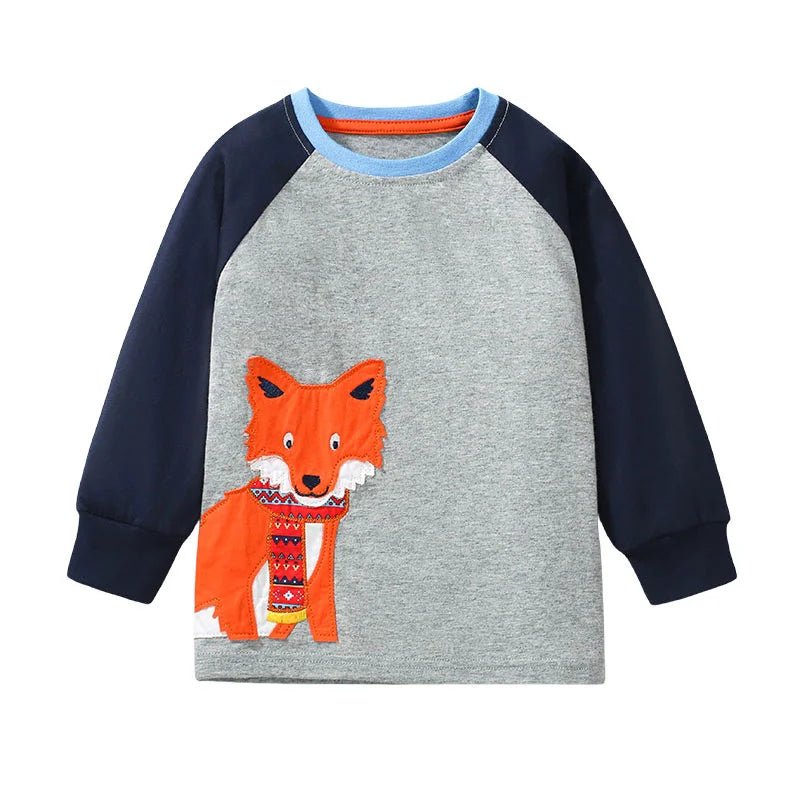 Fox Applique Long Sleeve Pullover - itzy bitsy