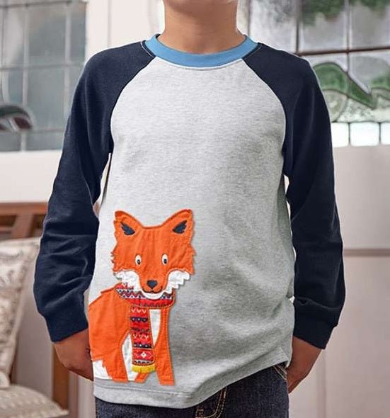 Fox Applique Long Sleeve Pullover - itzy bitsy