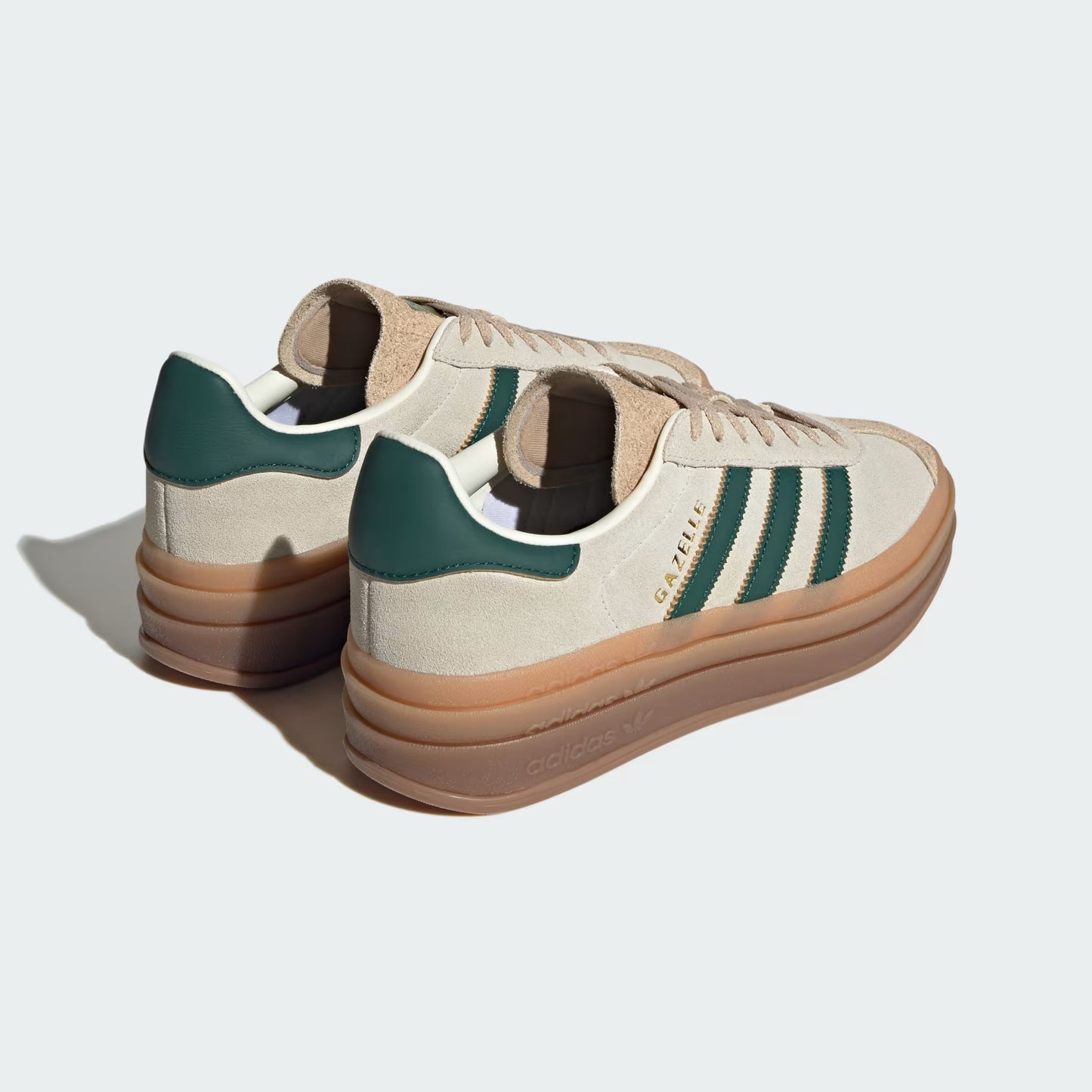 Unisex Cream White/Green Gazelle Bold Shoes