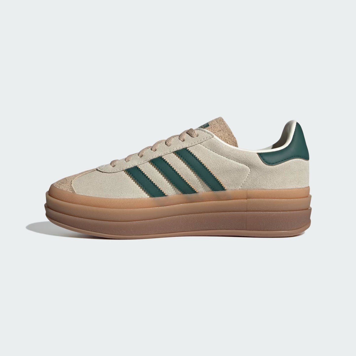 Unisex Cream White/Green Gazelle Bold Shoes