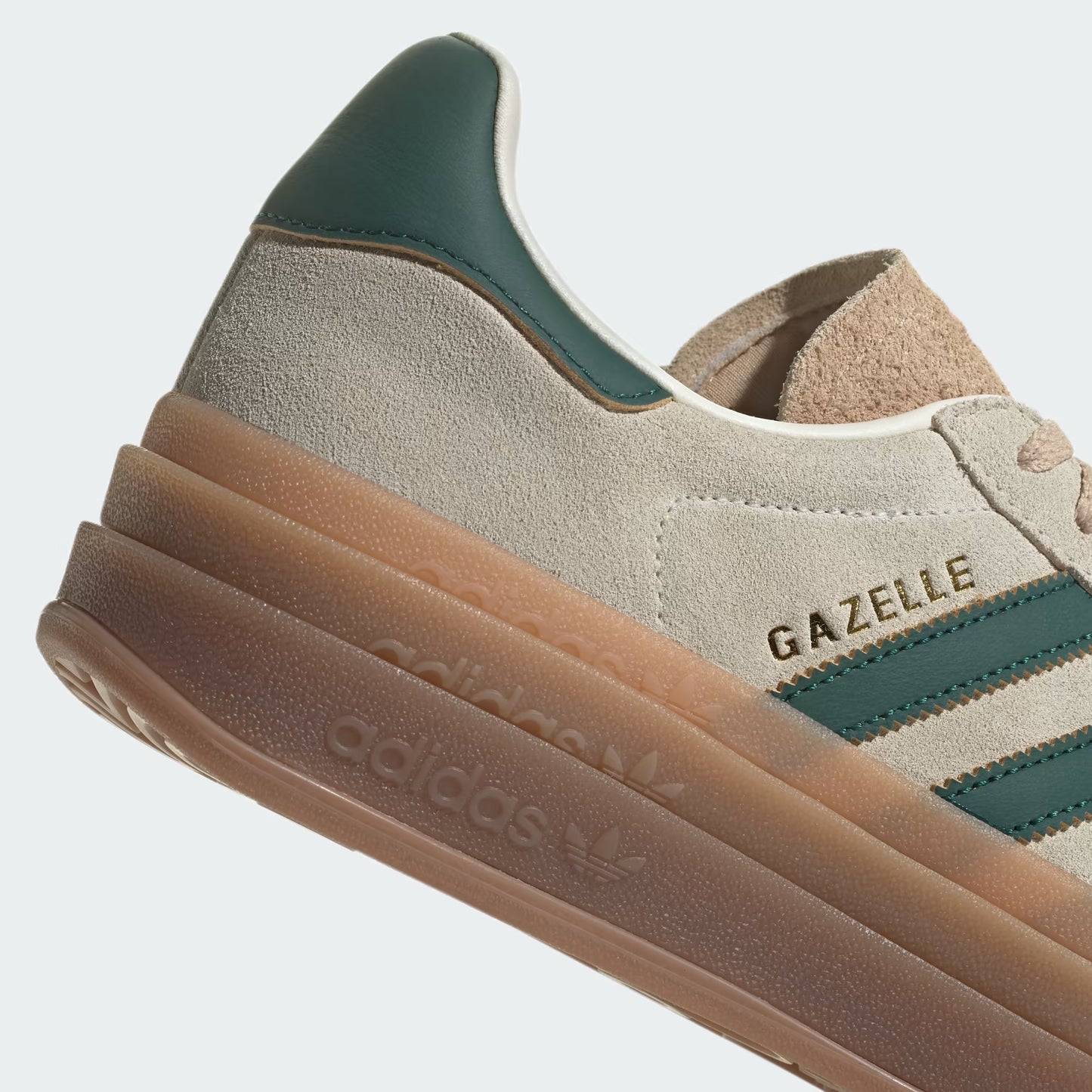 Unisex Cream White/Green Gazelle Bold Shoes