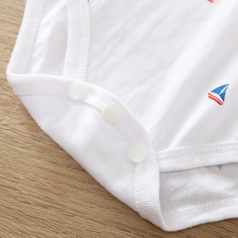 Gentleman Sailboat Print Bodysuit 2Piece Strap Pants + Polo Set - itzy bitsy