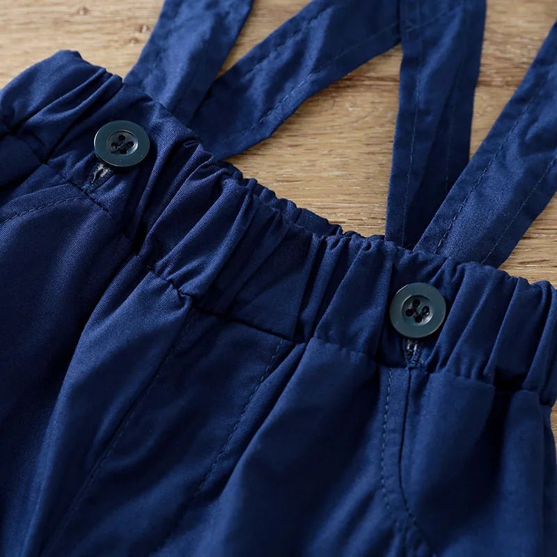 Gentleman Sailboat Print Bodysuit 2Piece Strap Pants + Polo Set - itzy bitsy