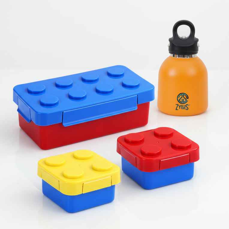Building Block Lunch Box & Water Bottle 4Pcs Set