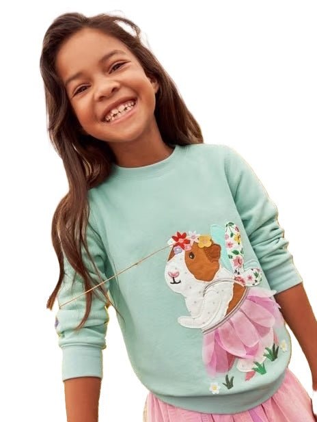 Girls Animal Embroidery Pullover - itzy bitsy