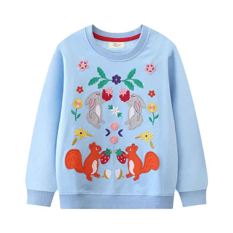 Girls Animal Embroidery Pullover - itzy bitsy