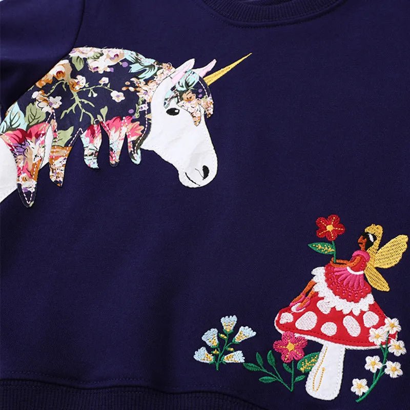 Girls Animal Embroidery Pullover - itzy bitsy