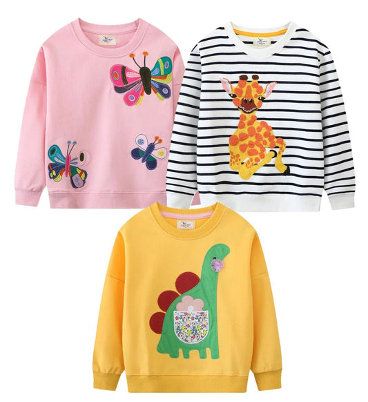 Girls Animal Embroidery Pullover - itzy bitsy