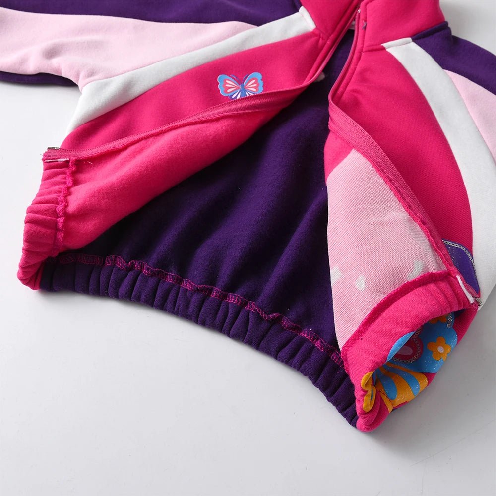 Girls Butterfly Printed Fleece Zipper Jacket - itzy bitsy