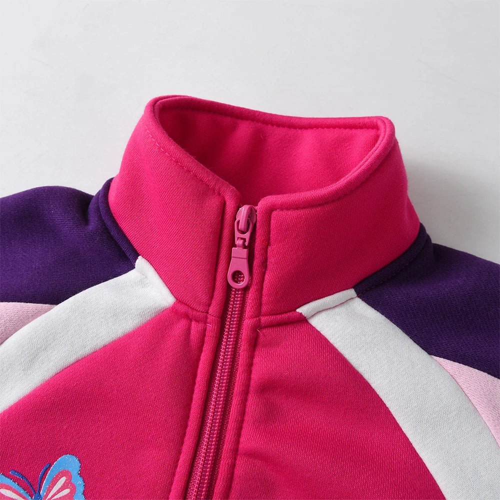 Girls Butterfly Printed Fleece Zipper Jacket - itzy bitsy