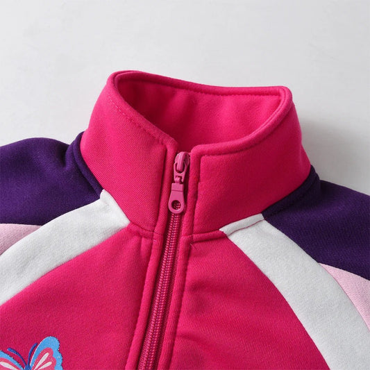 Girls Butterfly Printed Fleece Zipper Jacket - itzy bitsy