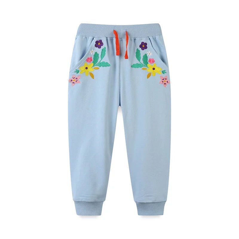Girls Colorful Embroidery Trackpants - itzy bitsy