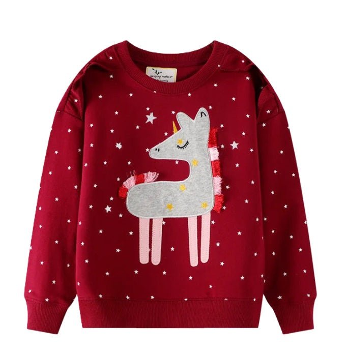 Girls Embroidery Unicorn Sweaters - itzy bitsy