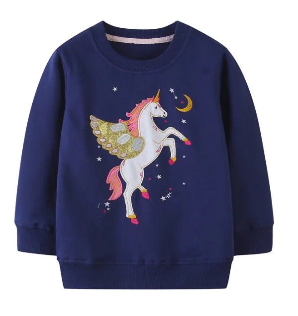 Girls Embroidery Unicorn Sweaters - itzy bitsy