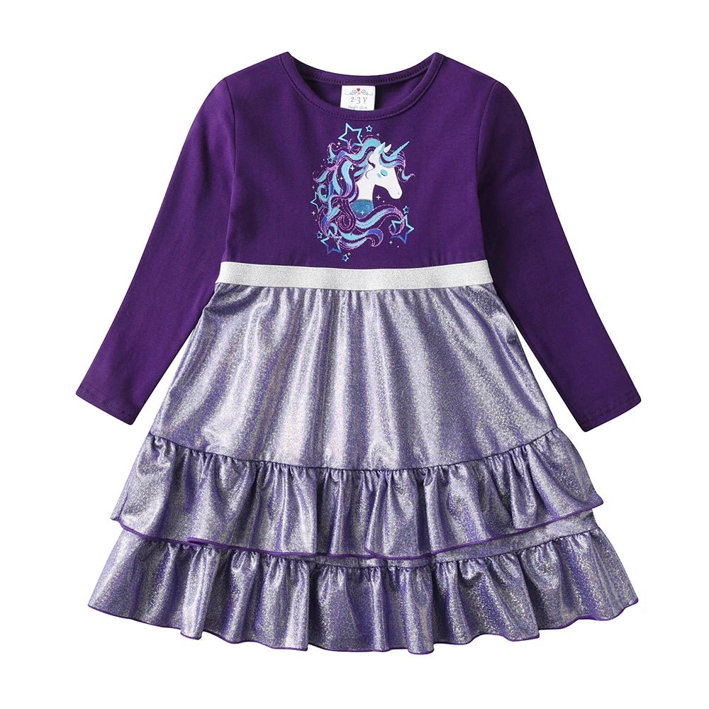 Girls Long Sleeve Metalic Dress - itzy bitsy