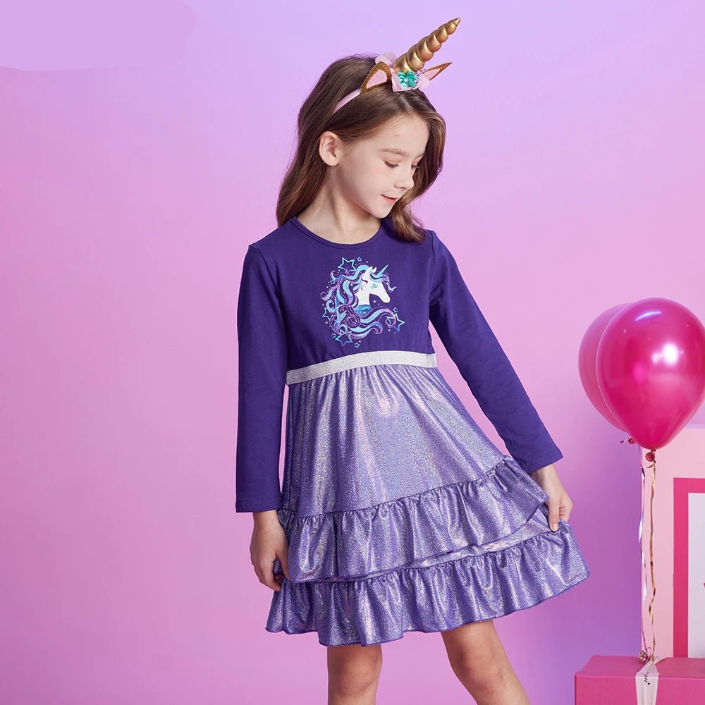 Girls Long Sleeve Metalic Dress - itzy bitsy